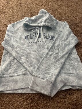Long Beach Island Blue cropped Hoodie Sweatshirt Womens